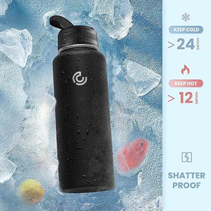 COKTIK 40oz Sports Water Bottle, Stainless Steel Water Bottle - Image 4