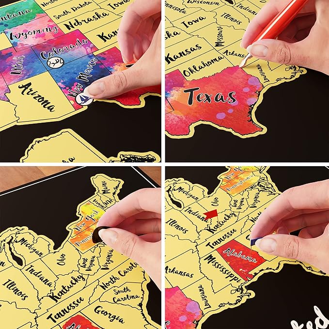 TRAVELISIMO Scratch Off Map of The United States, 12x17 inch Scratch USA - Image 5