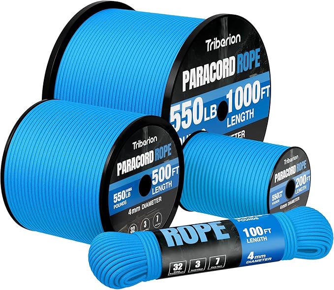 Paracord Rope 550 lb - 500ft 5/32" Parachute Cord 4MM 7-Strand para Cord - by Triberion