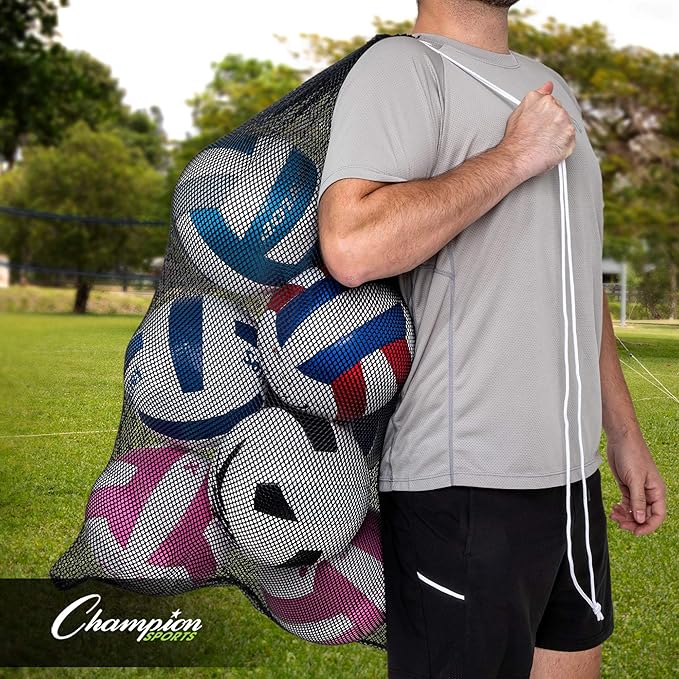 Champion Sports Mesh Equipment Bag – Heavy-Duty Nylon Drawstring Bag - Image 2