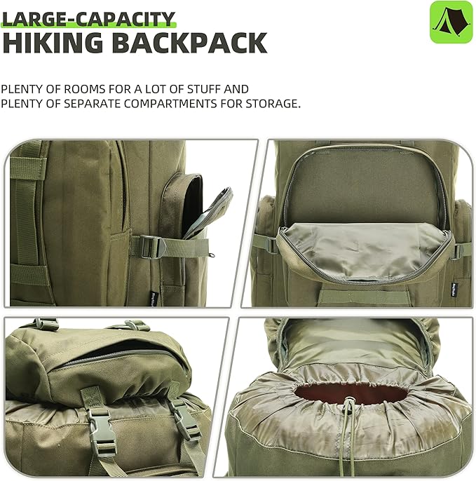 100L Camping Hiking Backpack, Molle military Tactical rucksack backpack - Image 9