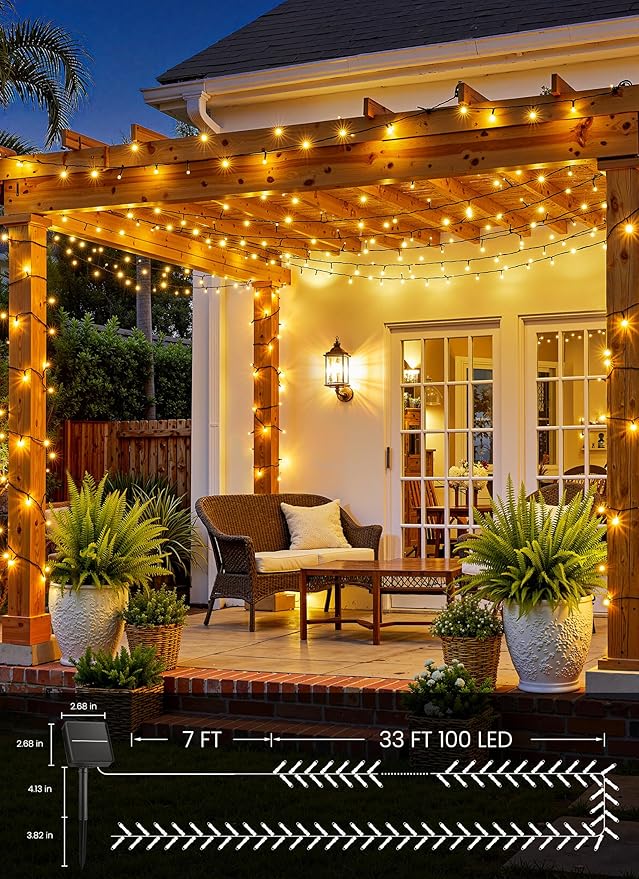 Brightown 2 Pack Solar String Lights Outdoor Waterproof, 80FT 200 LED Solar - Image 5