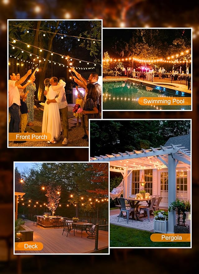 Brightown Outdoor String Lights, 50FT 25 G40 Bulbs Shatterproof Patio Lights - Image 5