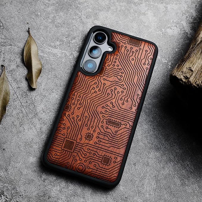 Carveit Wood Case for Galaxy S24 Plus Case Shockproof Protective Cover Unique - Image 4