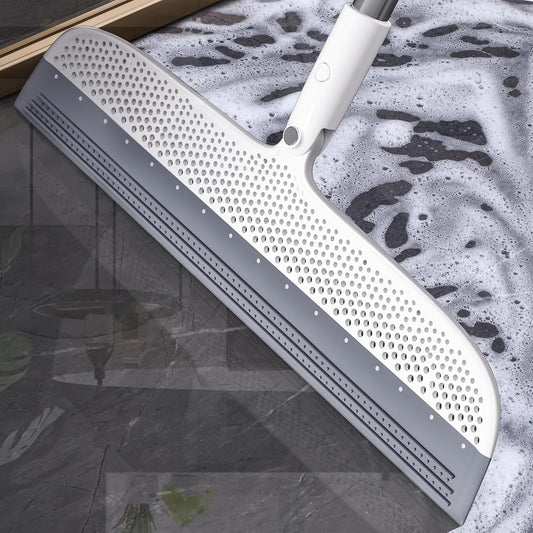 Rubber Squeegee Broom for Floors, 51.77" Long Handle Multi-Surface Magic Broom, Pet Hair Remover Scraper for Laminate Carpets, Windows, Mirrors, Rugs, Hardwood, Tile Cleaning