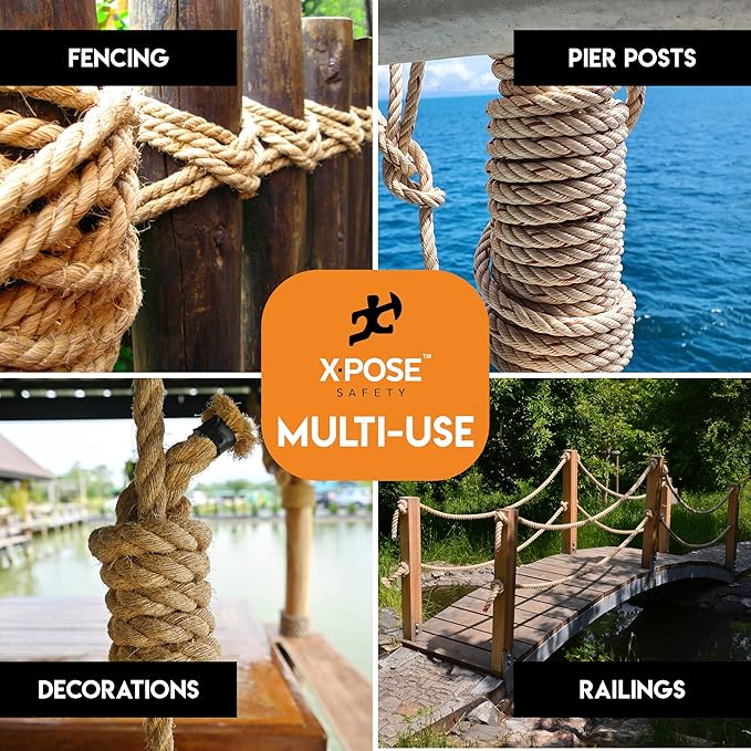 Manila Rope - 1/4 Inch 1200' - 3 Strand Cordage Twisted Braided Rope - Thick - Image 2
