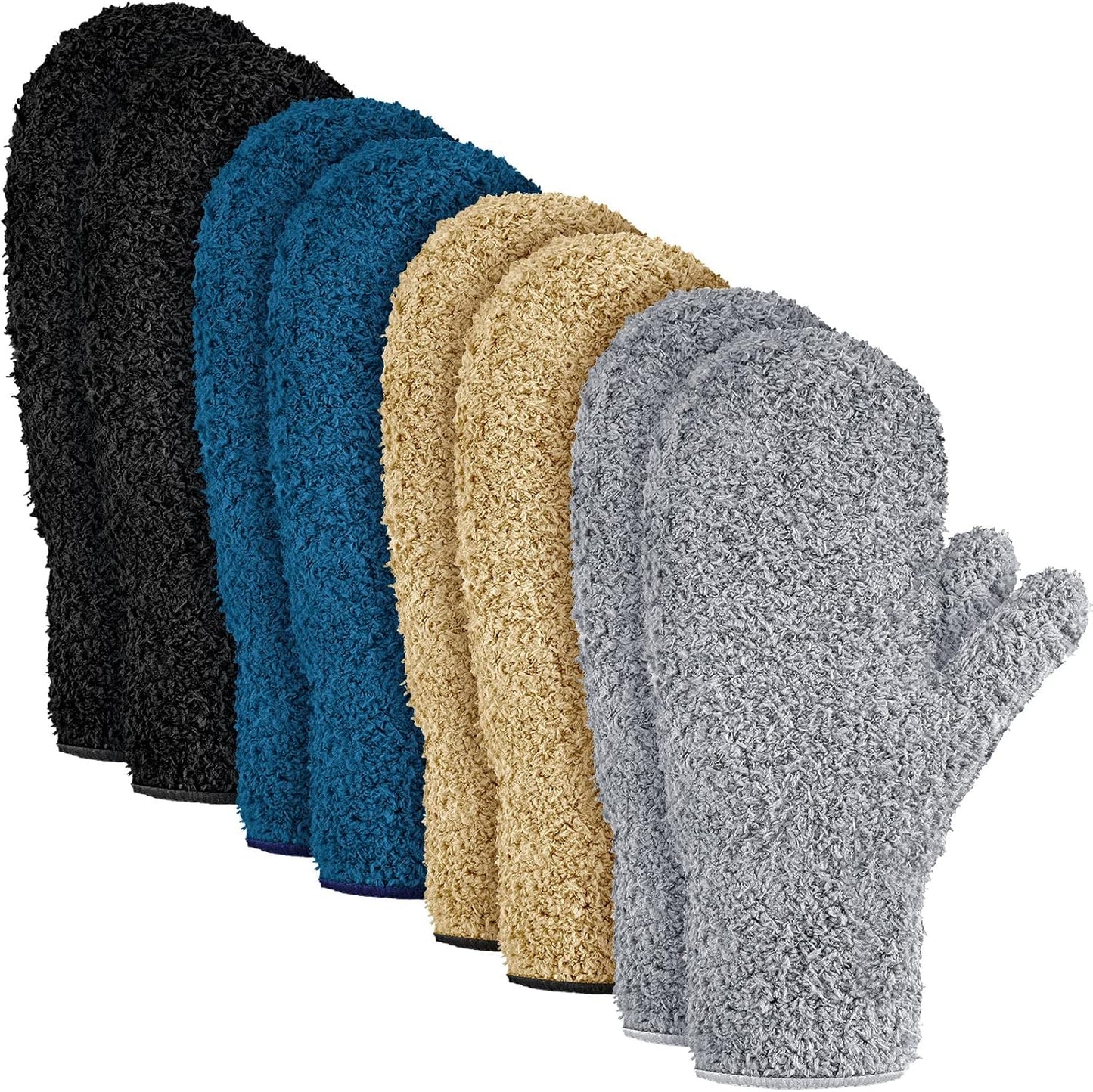 Bencailor 4 Pair Microfiber Dusting Mittens Reusable Women Cleaning Mittens with Thumb for Kitchen