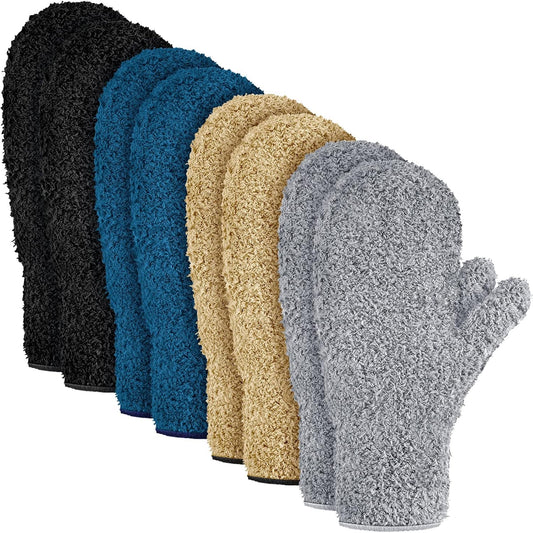 Bencailor 4 Pair Microfiber Dusting Mittens Reusable Women Cleaning Mittens with Thumb for Kitchen