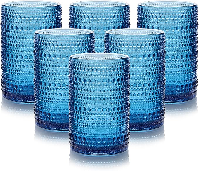HomeVogue 15 oz Blue Hobnail Drinking Glasses by HomeVogue