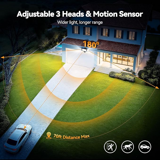 TECKNET Flood Motion Sensor Outdoor Lights, 4200LM 150LEDS Lights Outdoor - Image 2