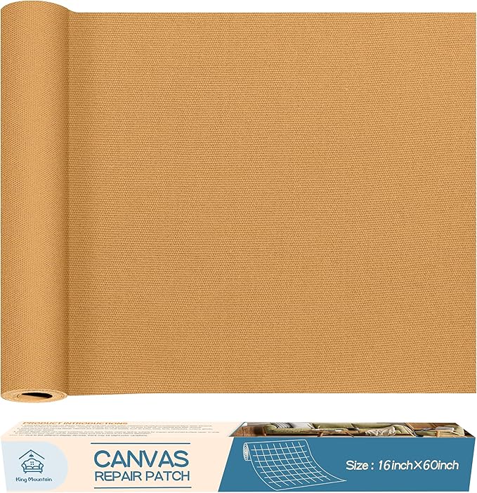 KING MOUNTAIN Canvas Repair Patch 16×60 Inch Self-Adhesive Waterproof Fabric by ForABetterHomeLife