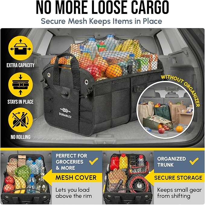 2-Section Trunk Organizer Foldable Car Storage Bin – Compact Dual-Compartment - Image 4
