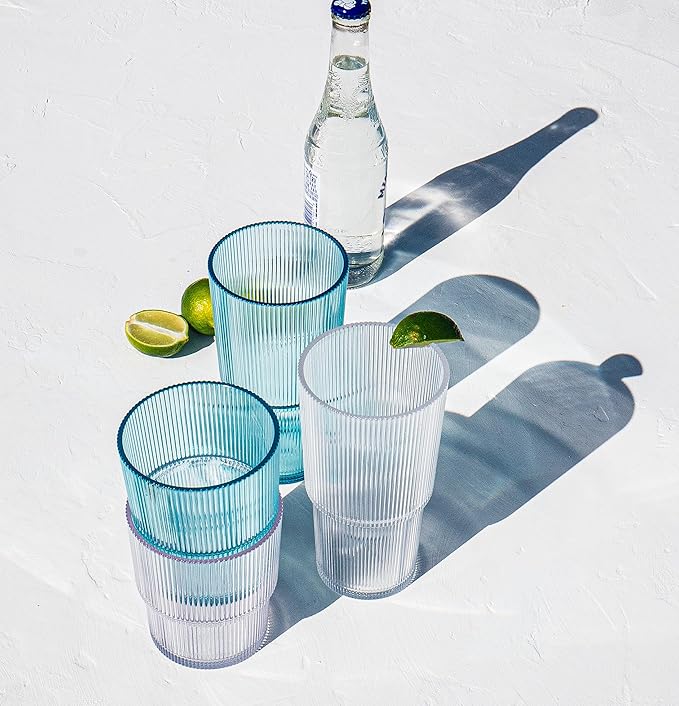 Fine Ribbed Acrylic Drinking Glass - Image 4
