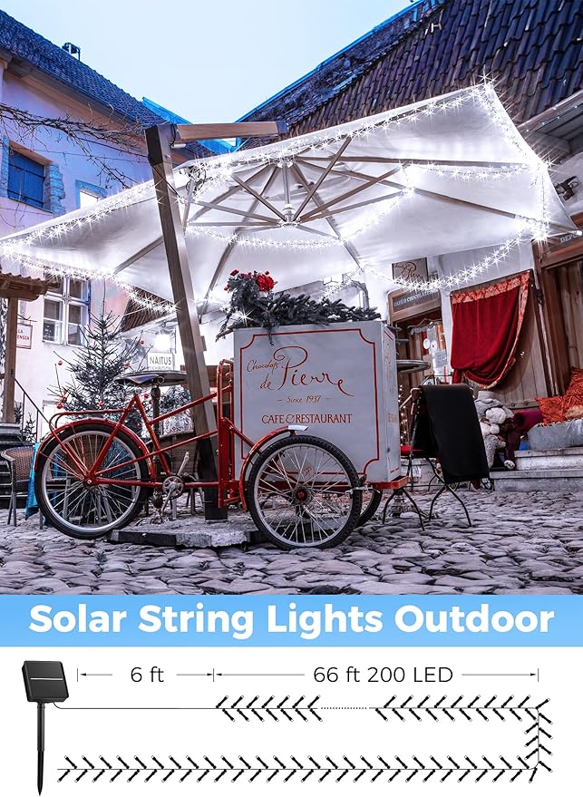 Minetom Solar String Lights Outdoor, Extra Long 72FT 200 LED Christmas String - Image 2