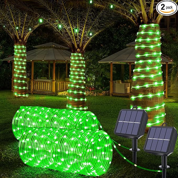 Solar Rope Lights, 2 Packs Total 132ft 400LEDSolar String Lights, 8 Modes by Jnaurb