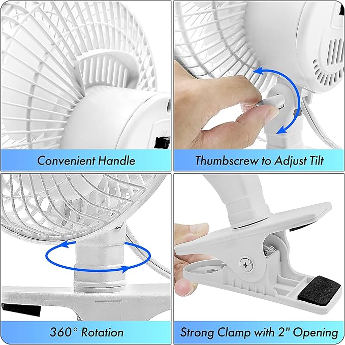 Comfort Zone Portable Clip on Fan - Image 6