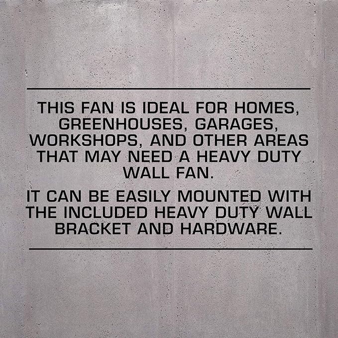 Hurricane Pro High Velocity Oscillating Metal Wall Mount Fan w/ 3 Speeds - Image 5