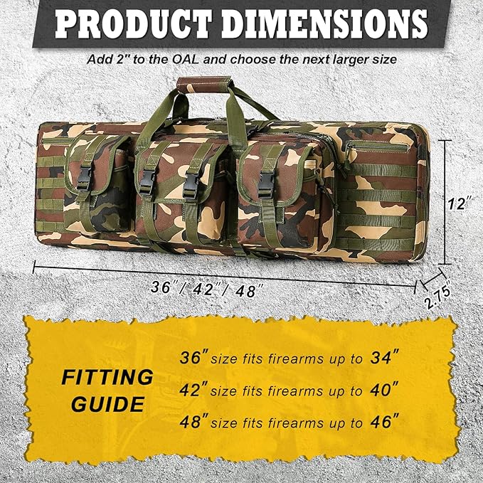 DULCE DOM 36 42 48 Inch Double Rifle Case, Tactical Soft Padded Backpack - Image 7