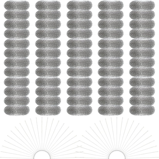 60 Pieces Washing Machine Lint Traps with 60 Cable Ties, Rust-Proof Stainless Steel Lint Traps Laundry Mesh Hose Filter Screen Catcher for Washing Machine Discharge Hoses