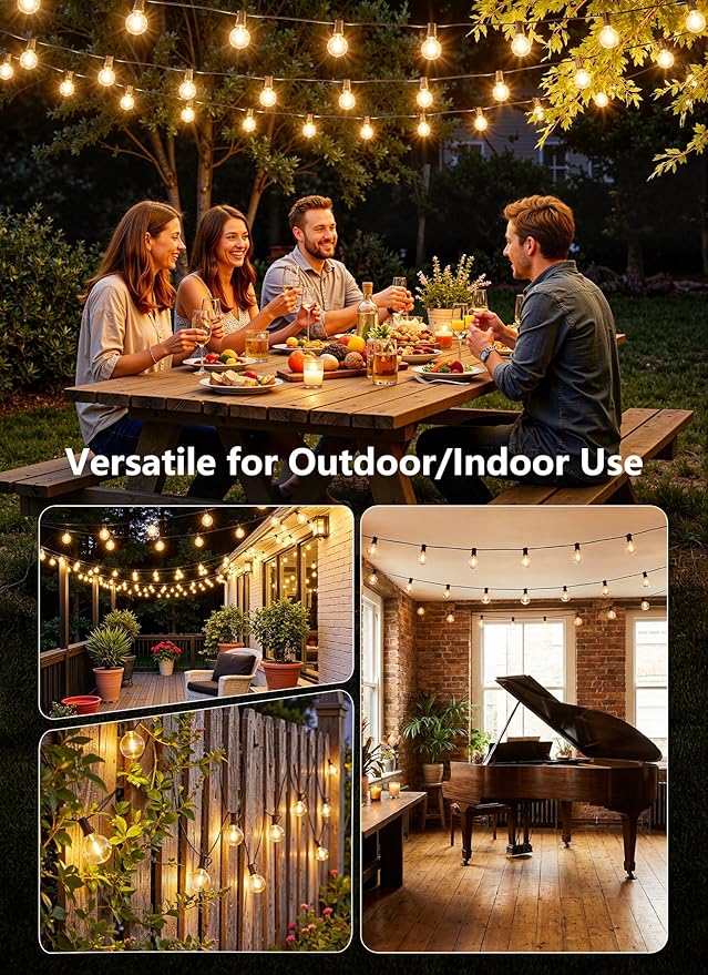 Brightown Outdoor String Lights, 100FT Shatterproof LED Patio Lights - Image 6
