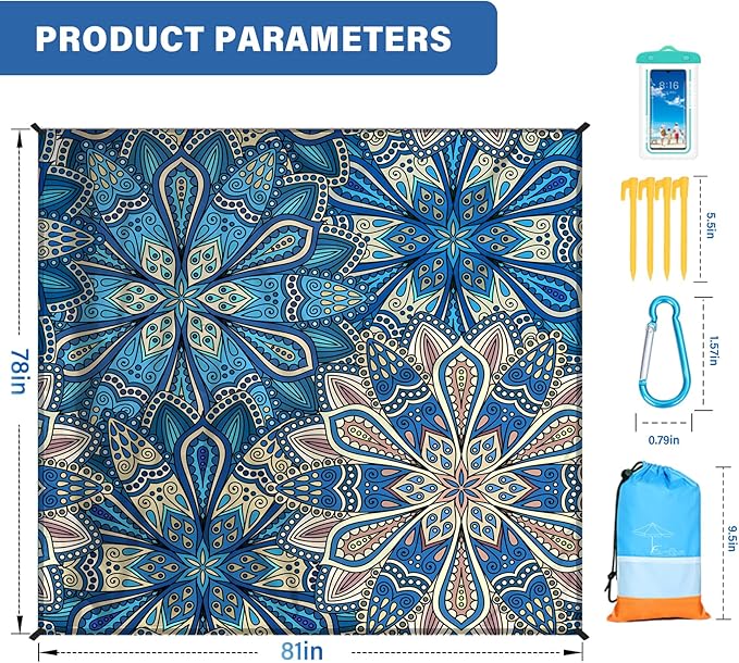 Famstar Beach Blanket Oversized Extra Large 78" X 81", Waterproof Sandproof - Image 6