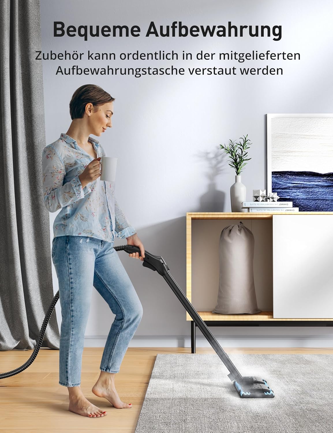 Steamer for Cleaning, Aspiron Multipurpose Portable Canister Steamer with 21 Accessories, Chemical-free, Steam Cleaner Carpet and Upholstery Floors Car Kitchen Tiles, 1.5L Capacity