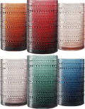 Khen Plastic Hobnail Drinking Highball Glasses Set of 6 Neutral Tones Cups 14oz by Khen