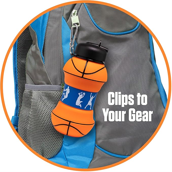 Maccabi Art Clip-On Collapsible BPA-Free Silicone Basketball Water Bottle - Image 7