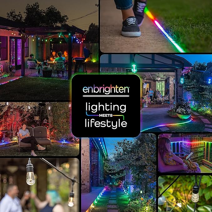 Enbrighten Vintage Outdoor String Lights, 24 RGB Acrylic Bulbs, Weatherproof - Image 6